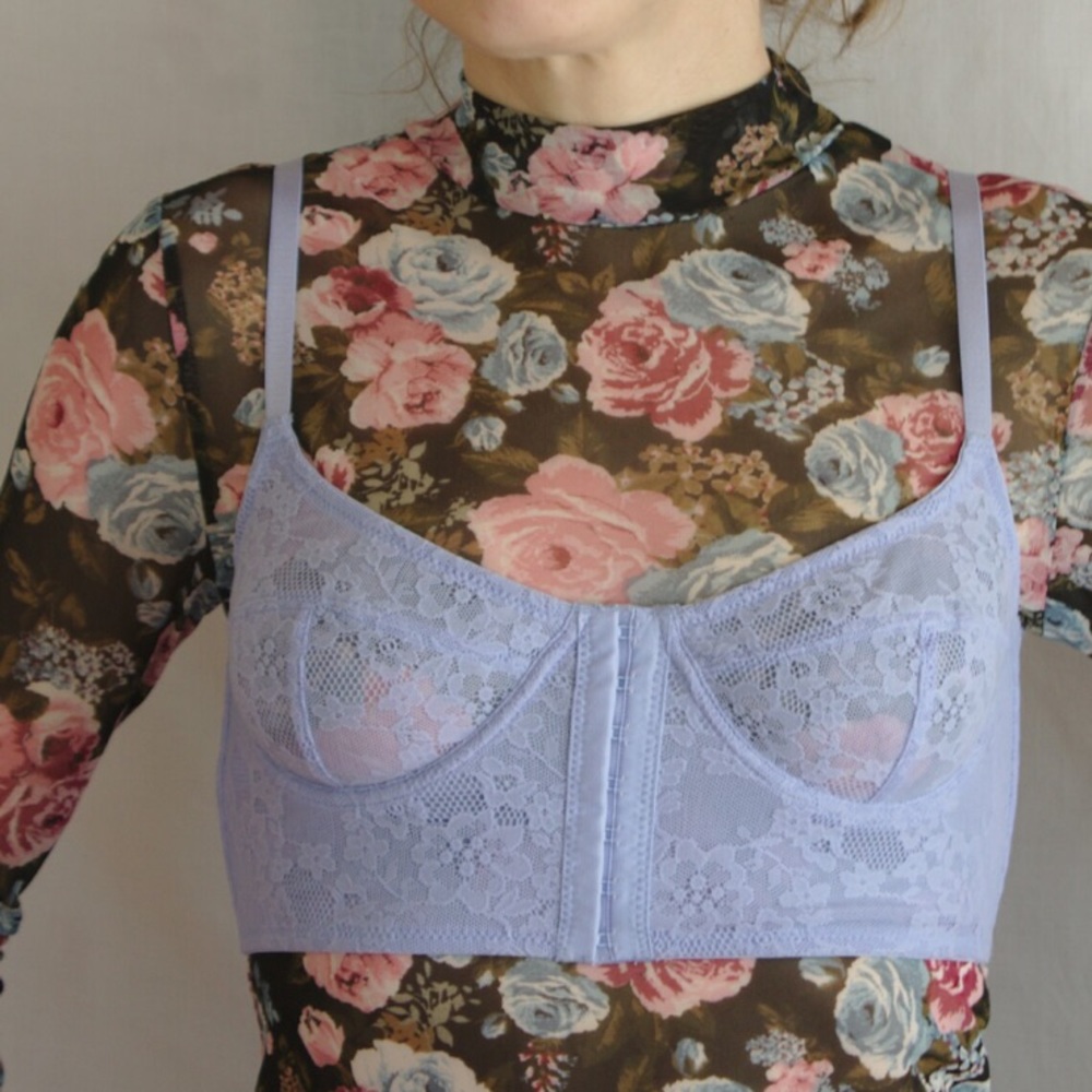 Free People Powder Blue Corset Bustier Bralette